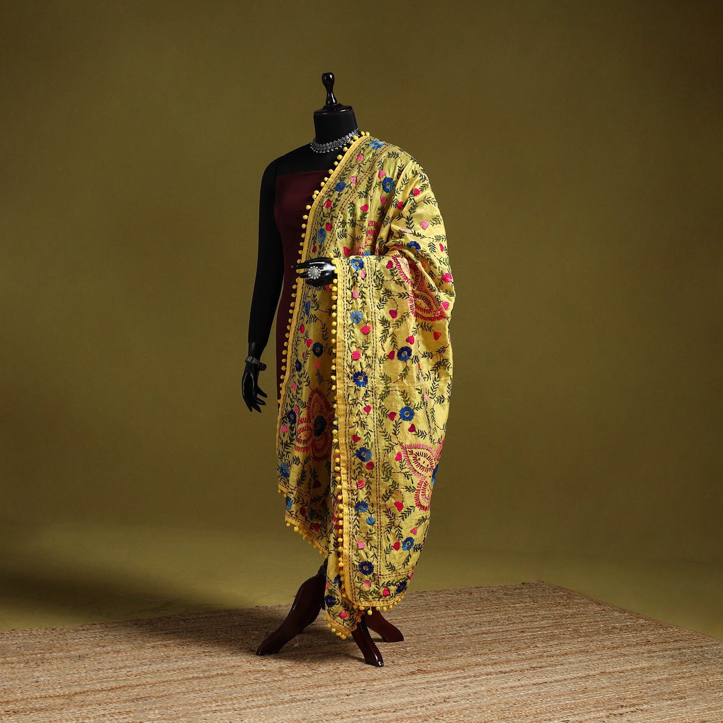 Ranihati chapa work chanderi silk hand embroidery dupatta