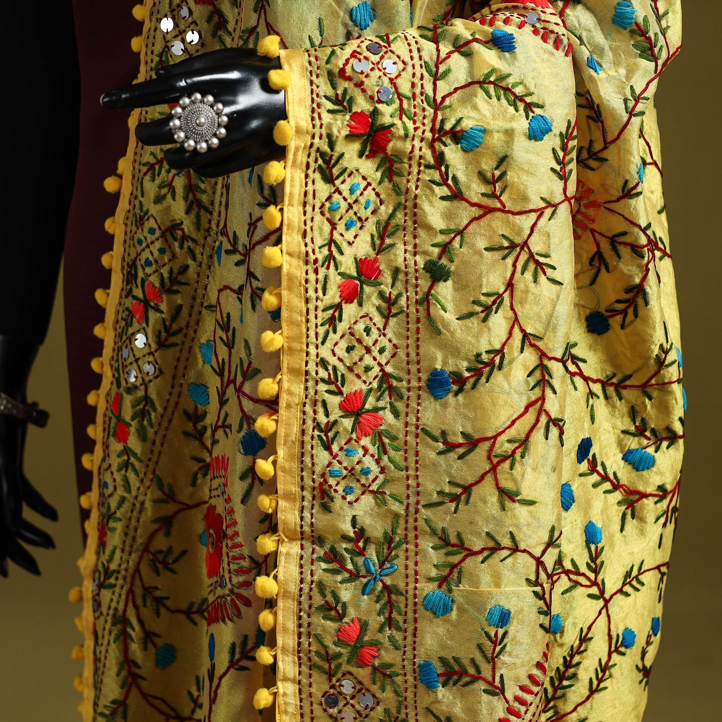 Ranihati chapa work chanderi silk hand embroidery dupatta