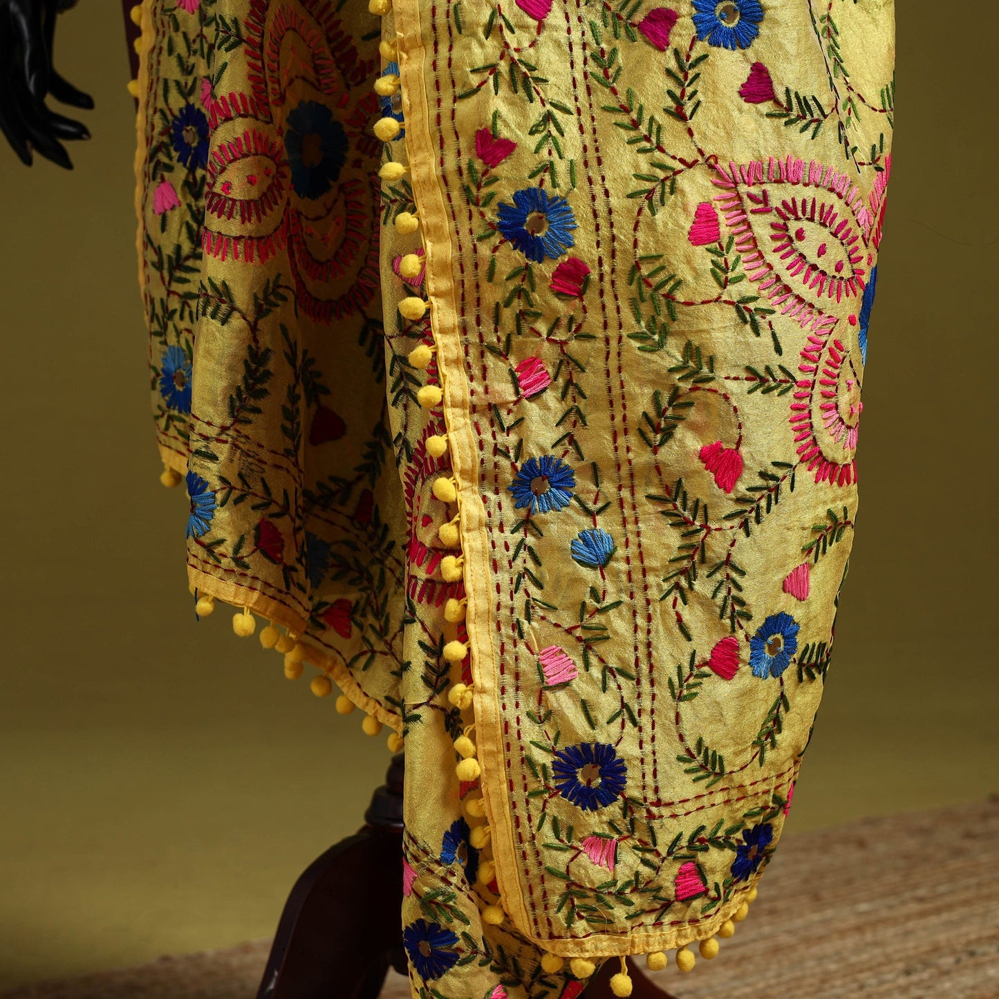 Ranihati chapa work chanderi silk hand embroidery dupatta