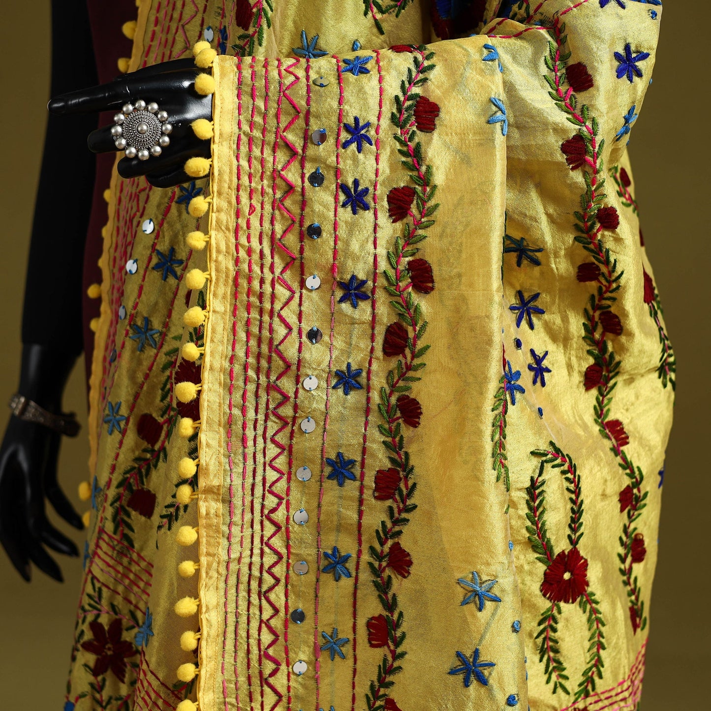 Ranihati chapa work chanderi silk hand embroidery dupatta