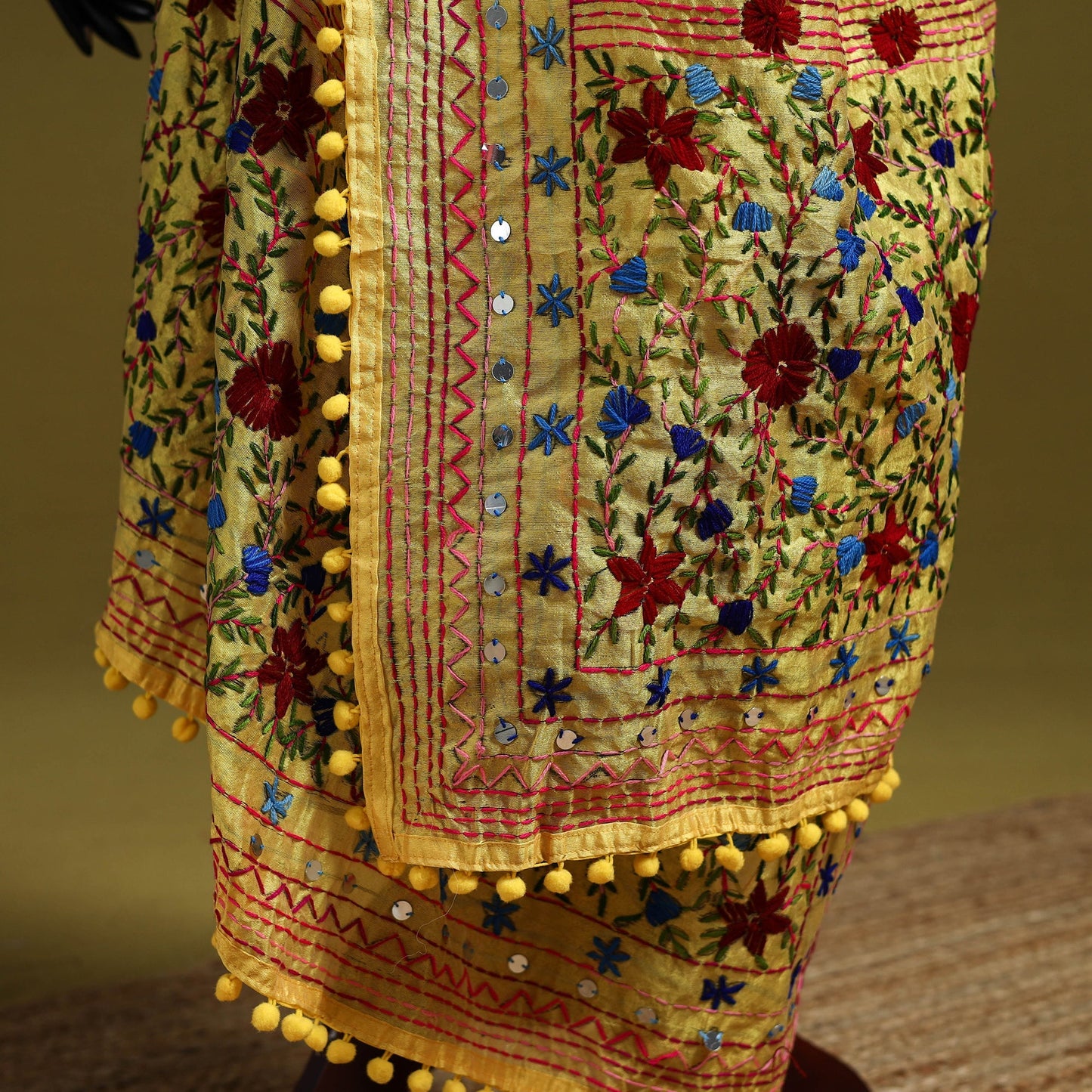 Ranihati chapa work chanderi silk hand embroidery dupatta