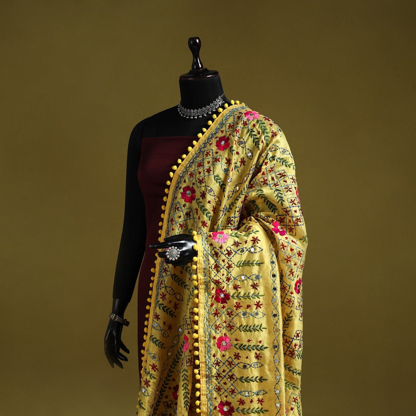 Ranihati chapa work chanderi silk hand embroidery dupatta