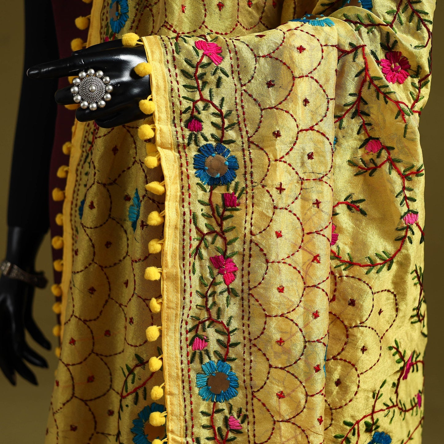 Ranihati chapa work chanderi silk hand embroidery dupatta