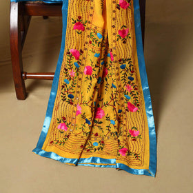 Yellow - ranihati chapa work hand embroidery georgette 3pc