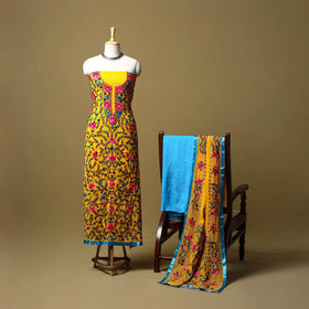 Yellow - ranihati chapa work hand embroidery georgette 3pc