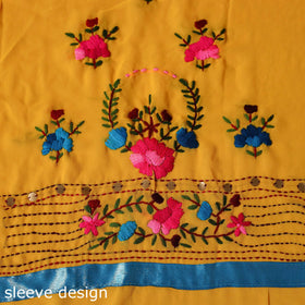 Yellow - ranihati chapa work hand embroidery georgette 3pc
