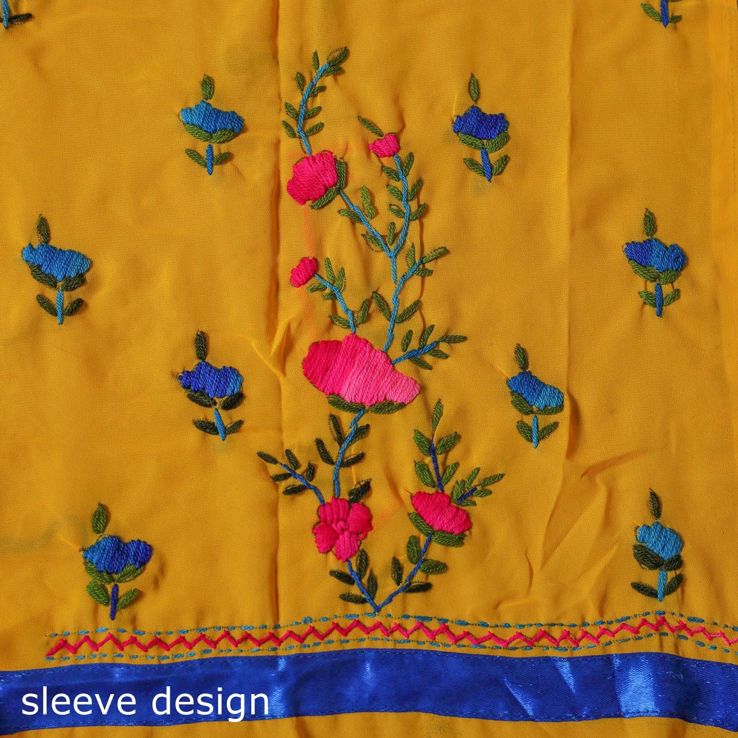 Orange - ranihati chapa work hand embroidery georgette 3pc