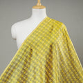 Yellow Raw Silk Handwoven Pochampally Double Ikat Fabric