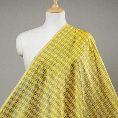 Yellow Raw Silk Handwoven Pochampally Double Ikat Fabric