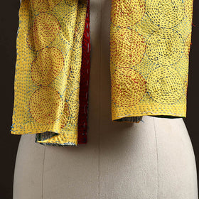 Yellow - reversible silk bengal hand kantha stitch stole