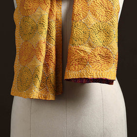 Yellow - reversible silk bengal hand kantha stitch stole