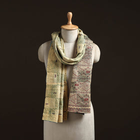 Yellow - reversible silk bengal hand kantha stitch stole