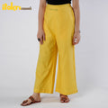 Yellow Running Stitch Cotton Palazzo by iTokri Casuals 