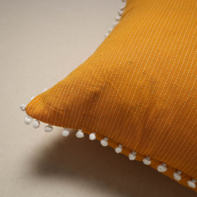 Running stitch plain cotton cushion cover 03 - handcrafted