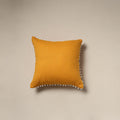 Running stitch plain cotton cushion cover 03 - handcrafted
