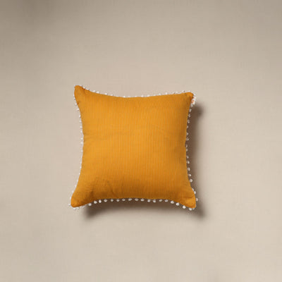 Running stitch plain cotton cushion cover 03 - handcrafted