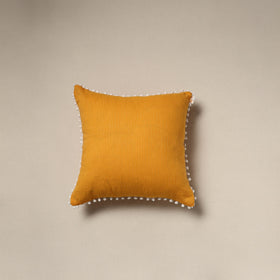 Running stitch plain cotton cushion cover 03 - handcrafted