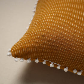 Running stitch plain cotton cushion cover 07 - handcrafted