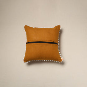 Running stitch plain cotton cushion cover 07 - handcrafted
