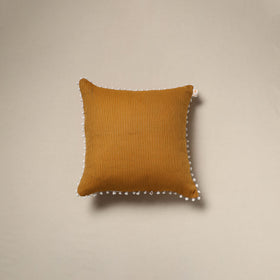 Running stitch plain cotton cushion cover 07 - handcrafted