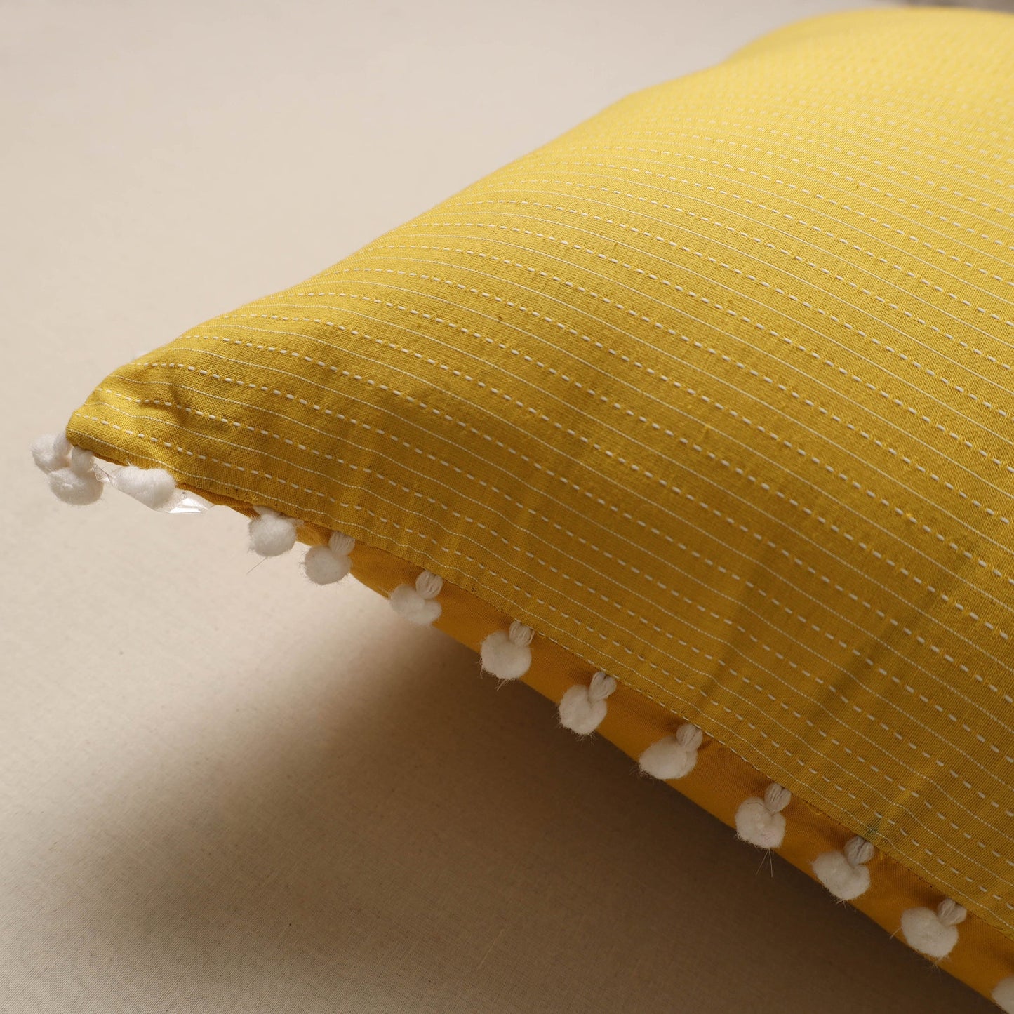 Running stitch plain cushion cover 60 - handcrafted
