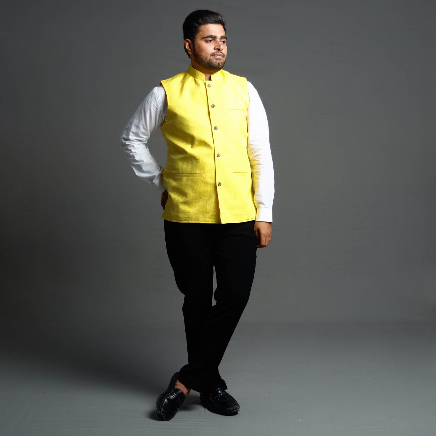 Buy Running Stitch Pure Cotton Men Nehru Jacket 18 Online at iTokri.com