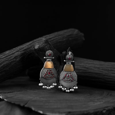 Yellow - saanjh bela blossom oxidised earrings - handcrafted