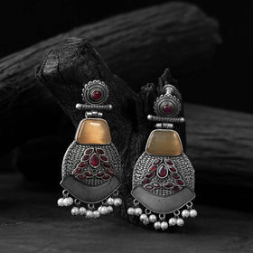 Yellow - saanjh bela blossom oxidised earrings - handcrafted