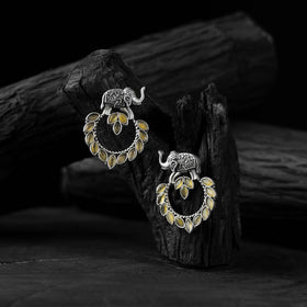 Yellow - saanjh bela elephant oxidised earrings