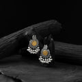 Yellow - saanjh bela mayura oxidised earrings - handcrafted