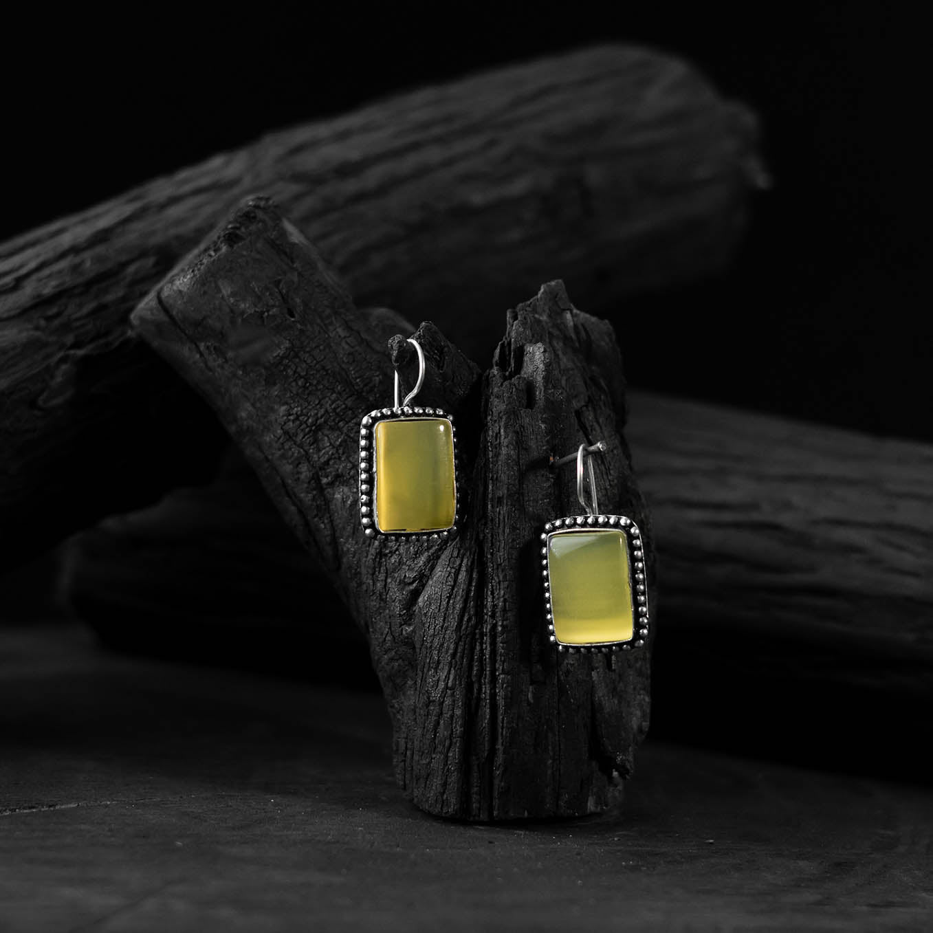 Yellow - saanjh bela square shape oxidised drop earrings
