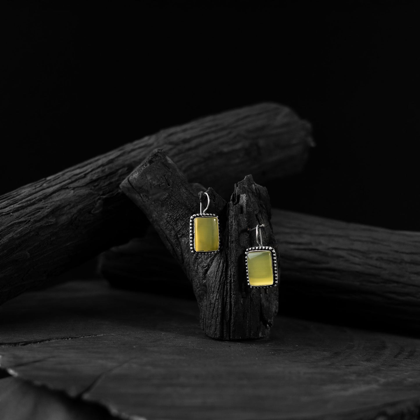 Yellow - saanjh bela square shape oxidised drop earrings