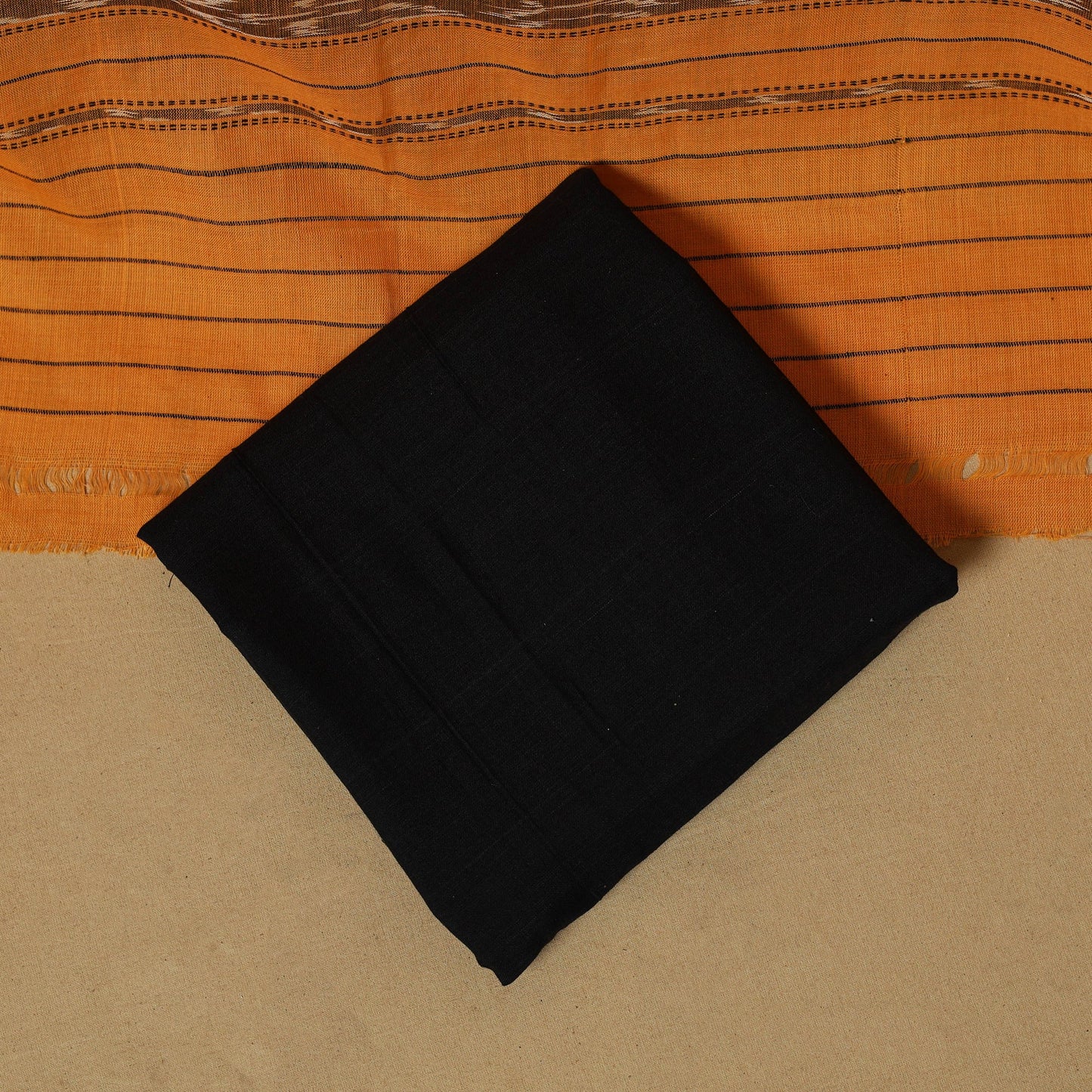 Yellow - sambalpuri ikat handloom cotton 3pc unstitched