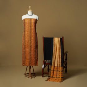 Yellow - sambalpuri ikat handloom cotton 3pc unstitched