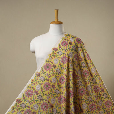 Yellow - sanganeri cotton fabric 07 - handcrafted