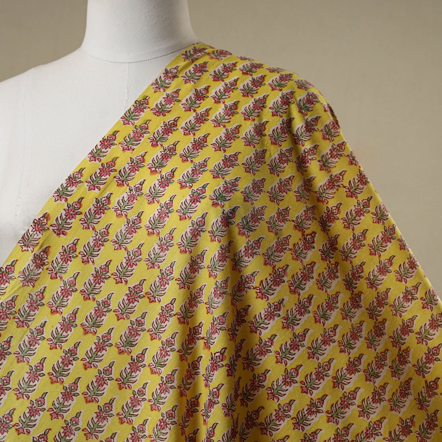 Yellow - sanganeri cotton fabric 10 - handcrafted