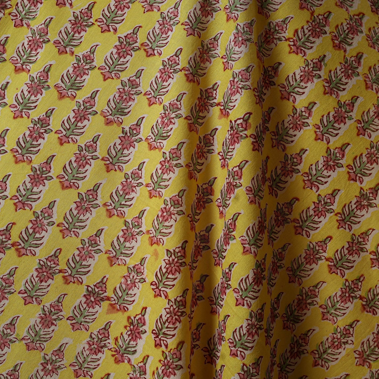 Yellow - sanganeri cotton fabric 10 - handcrafted