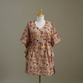 Yellow Sanganeri Block Print Cotton Kaftan (Medium) 