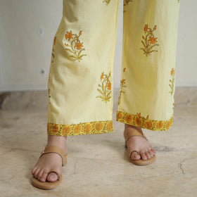 Yellow - sanganeri cotton kurta suit set 17 - handcrafted
