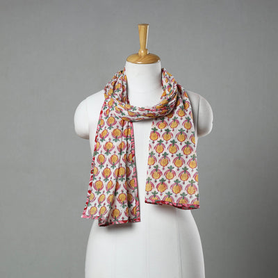 Yellow - sanganeri cotton stole 18 - handcrafted