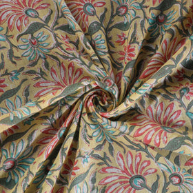 Yellow Sanganeri Block Print Handloom Pure Wool Fabric 