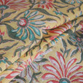 Yellow Sanganeri Block Print Handloom Pure Wool Fabric 