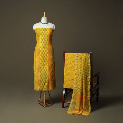 Sanganeri block print mul chanderi handloom 3pc unstitched