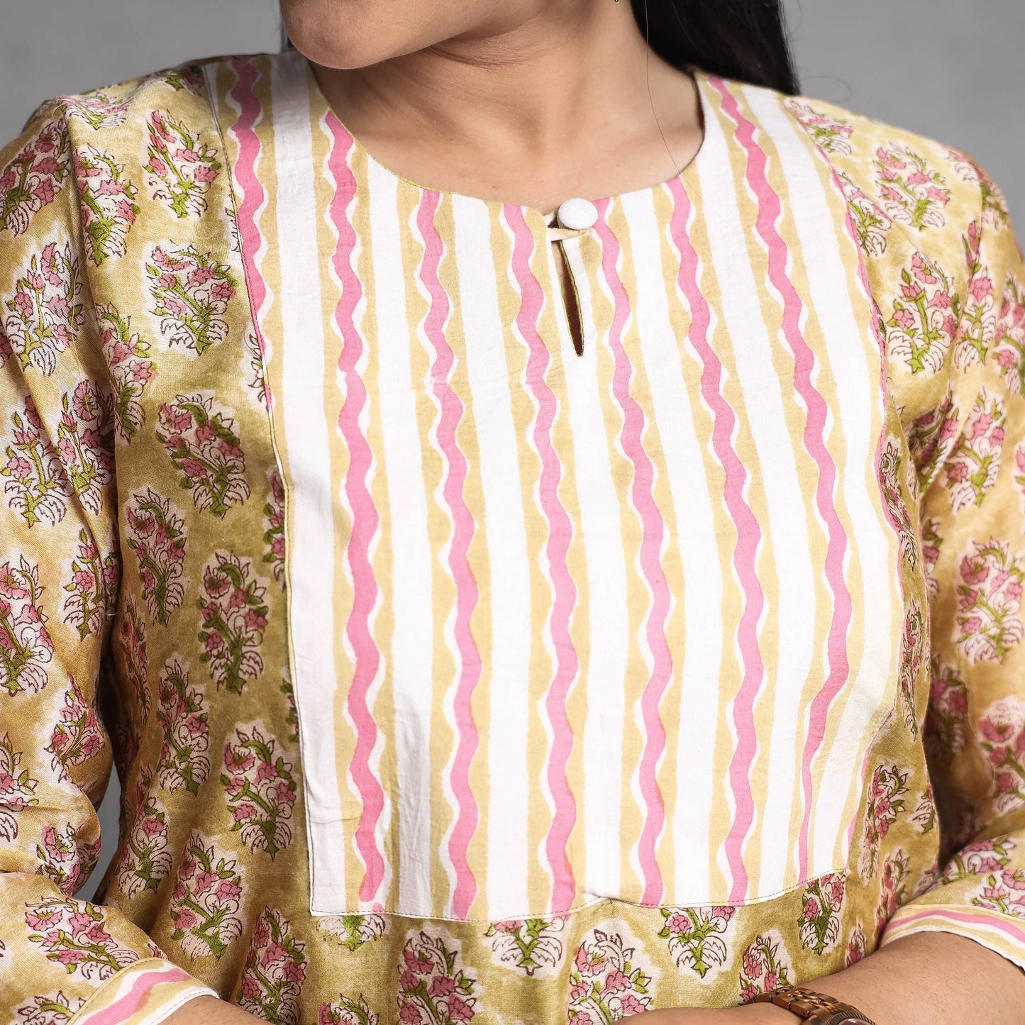  Sanganeri Block Printed Chanderi Silk Kurta with Palazzo & Dupatta Set 