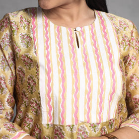  Sanganeri Block Printed Chanderi Silk Kurta with Palazzo & Dupatta Set 