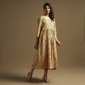 Buy Sanganeri Block Printed Cotton Flared Dress Online at iTokri.com
