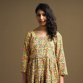 Buy Sanganeri Block Printed Cotton Flared Dress Online at iTokri.com