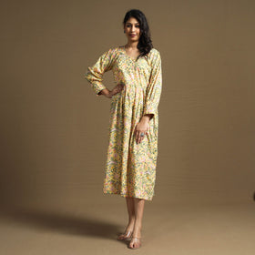 Buy Sanganeri Block Printed Cotton Flared Dress Online at iTokri.com