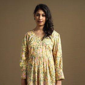 Buy Sanganeri Block Printed Cotton Flared Dress Online at iTokri.com