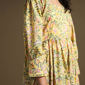 Buy Sanganeri Block Printed Cotton Flared Dress Online at iTokri.com